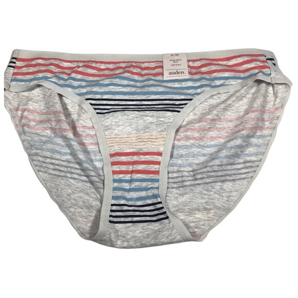 Auden Womens Size XL 16 Bikini Panty Lightwight Airy Strip Red Blue New With Tag - Picture 1 of 8